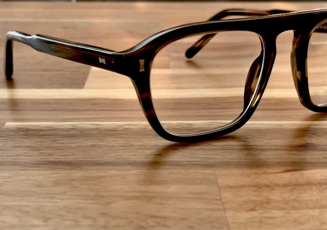 Close-up of handcrafted acetate eyeglasses frame