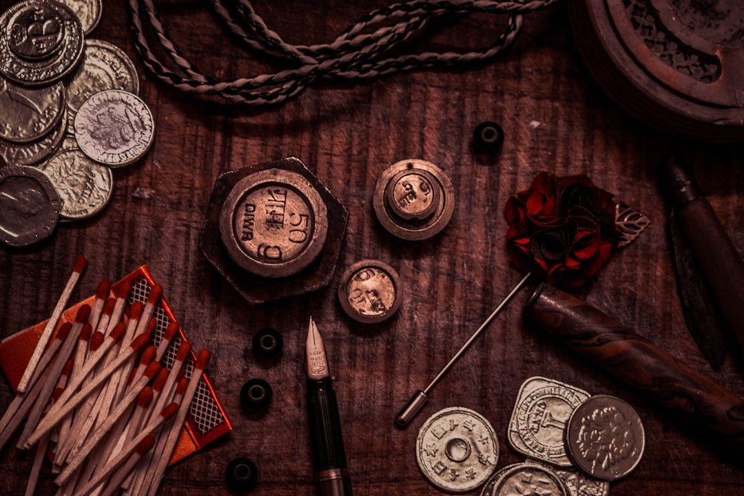 Watchmaker's workshop with tools and loupe on a wooden bench
